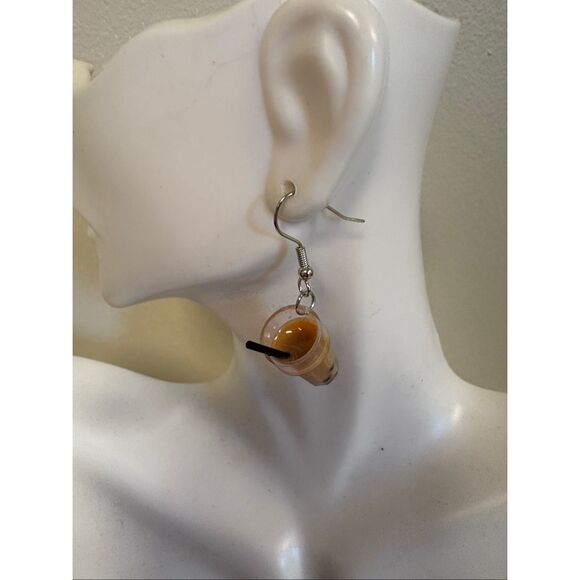 Brown Boba Tea Earrings - Picture 3 of 3